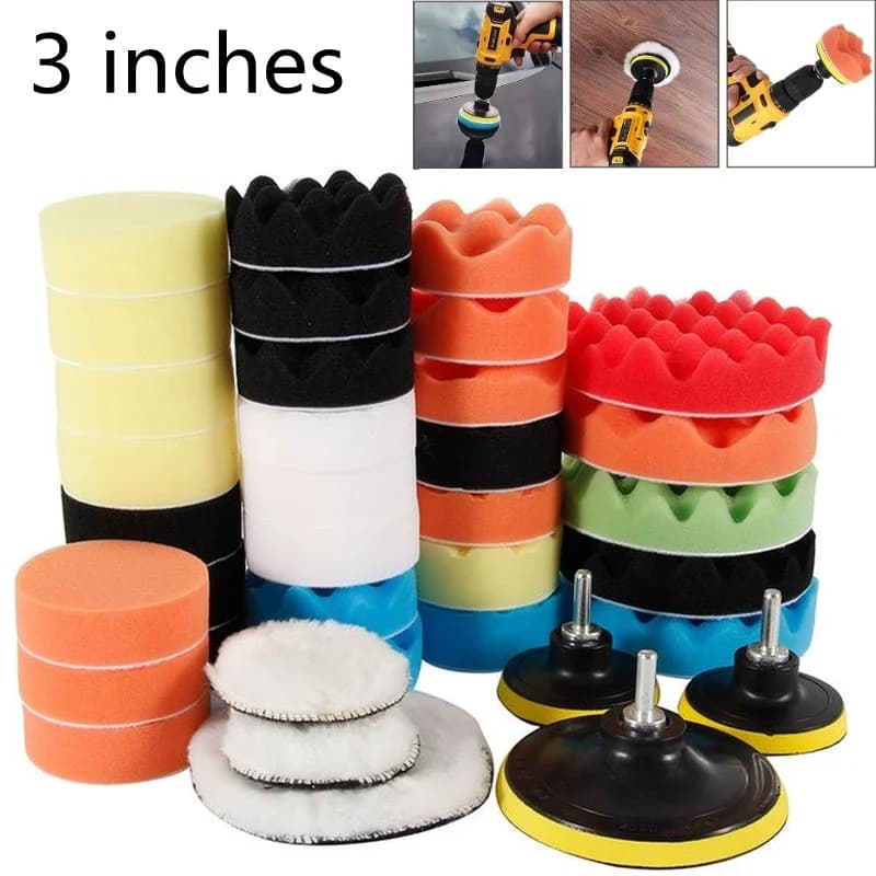Car Polishing Sponge Pads Kit Foam Pad Buffer Kit Polishing Machine Wax Pads for Auto Motorcycle Motor Vehicle Removes Scratches