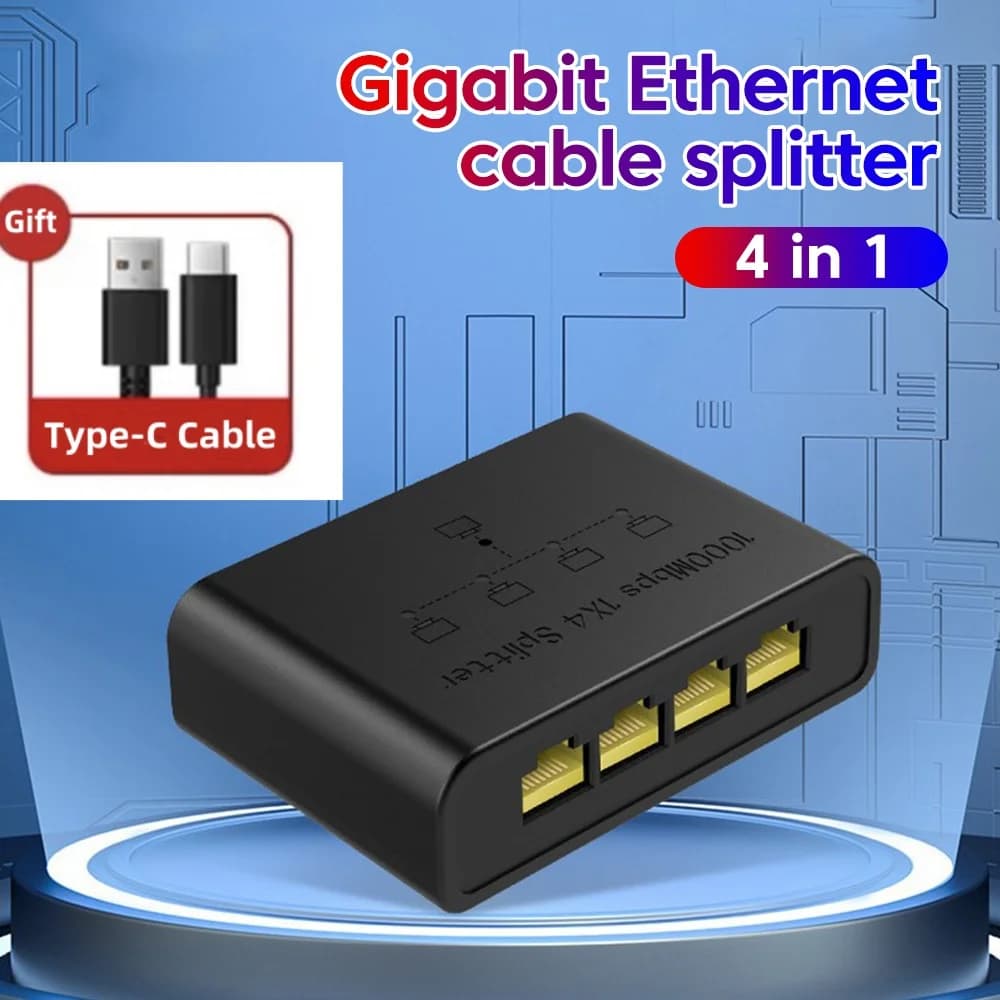 100/1000Mbps Gigabit Ethernet High Performance Smart Switch 5 Ports Network Connector For USB Cable RJ45 Splitter Adapter Office