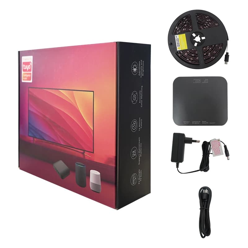 STTL Smart APP Control 40-50 Inch TV LED Backlight Kits HDMI 2.0 Sync Box 2.8m RGBIC Waterproof 30LEDs/m 12V Light Strip