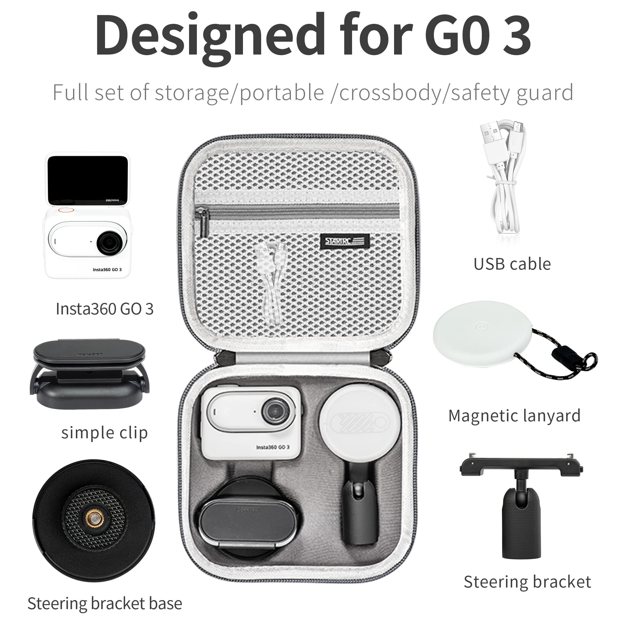 Carrying Case for Insta360 GO 3S Action, Storage Bag Mini Protective Case Compatible for Insta360 GO 3S/3 Action Camera Accessor
