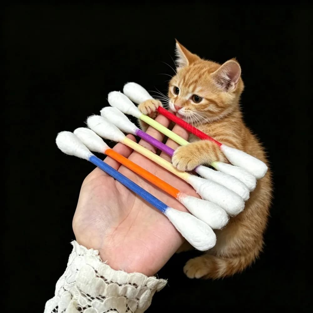 Creative Large Cotton Swab Shaped Catnip Toy 6-pack Giant Kitten Grinding Biting Stick Durable Teeth Cleaning And Grinding Rope