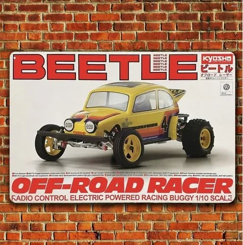 Metal Poster Vintage Rc Car Wall Deco Tin Sign Plaque Kyosho Buggy Boxart-aluminum