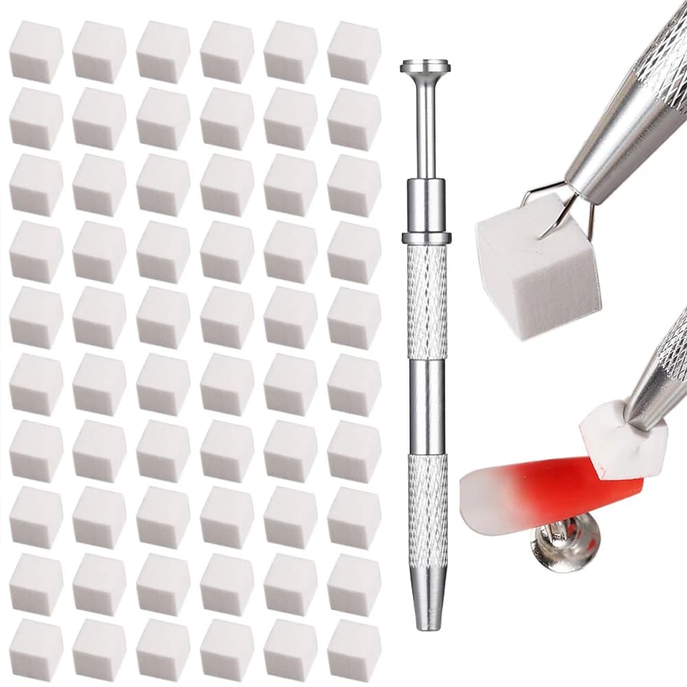 LINMANDA 200/50PCS Nail Sponge Sponge with Grab Pen and Sponge Grab Clip Set Nail Gradient Color Nail Tool Accessories