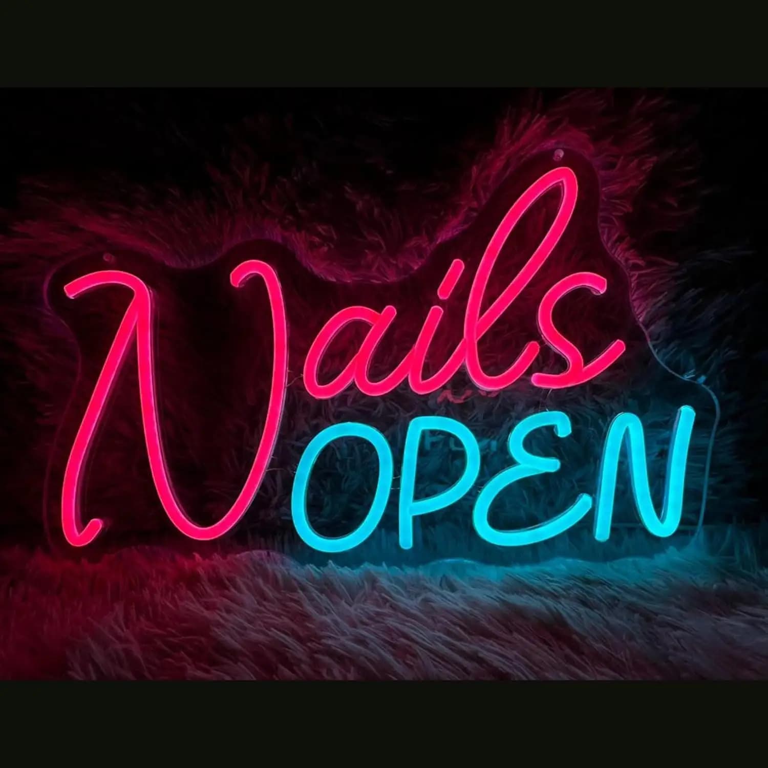 Nails Open Neon Sign USB Dimmable LED Light for Nail Salon Manicure Shop Business Window Storefront Display Wall Art Decor