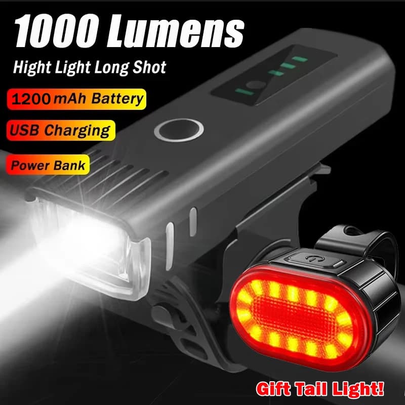 1000LM Bicycle Led Front Light LED USB Rechargeable Smart Sensor Rear Light Waterproof Bright Flashlight Safety Cycling Lights