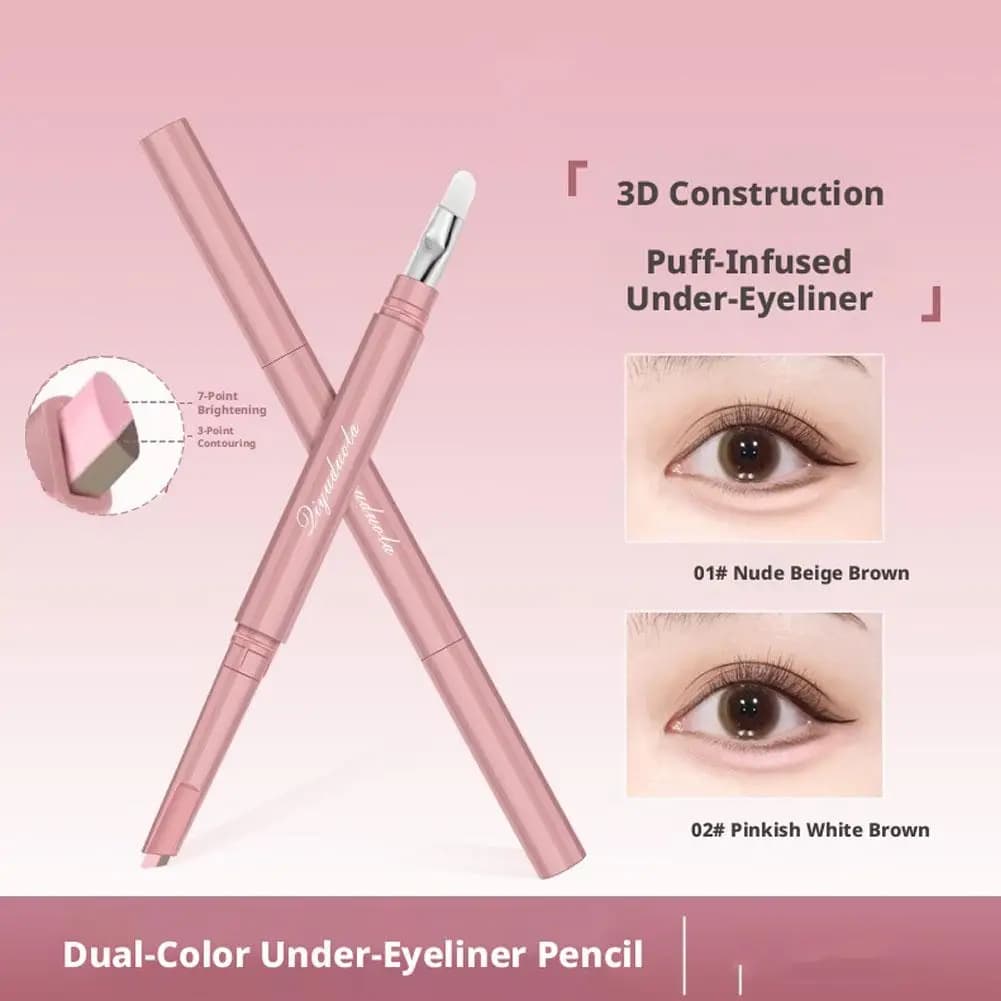 Two Tone Aegyo Sal Stick 1PC Portable Dual Ended Contour Highlighter Pencil Micro Fiber Brush For Eye Makeup