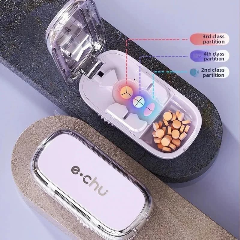 Multi- Functions Pill Cutter Portable Drug Tablet Storage Box 1/3, 2/1, 4/1 Pill Splitter Medicine Dustproof Divider Organizer