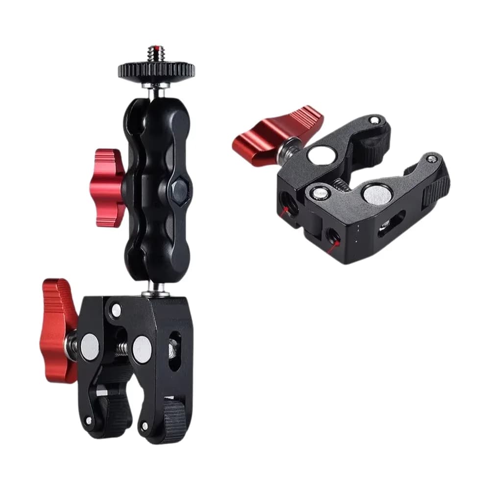 Super Clamp Camera Clamp Mount Monitor 360° Ballhead Magic Arm Double Ball Head Adapter for DSLR Camera/Gopro/LED Lights/phone