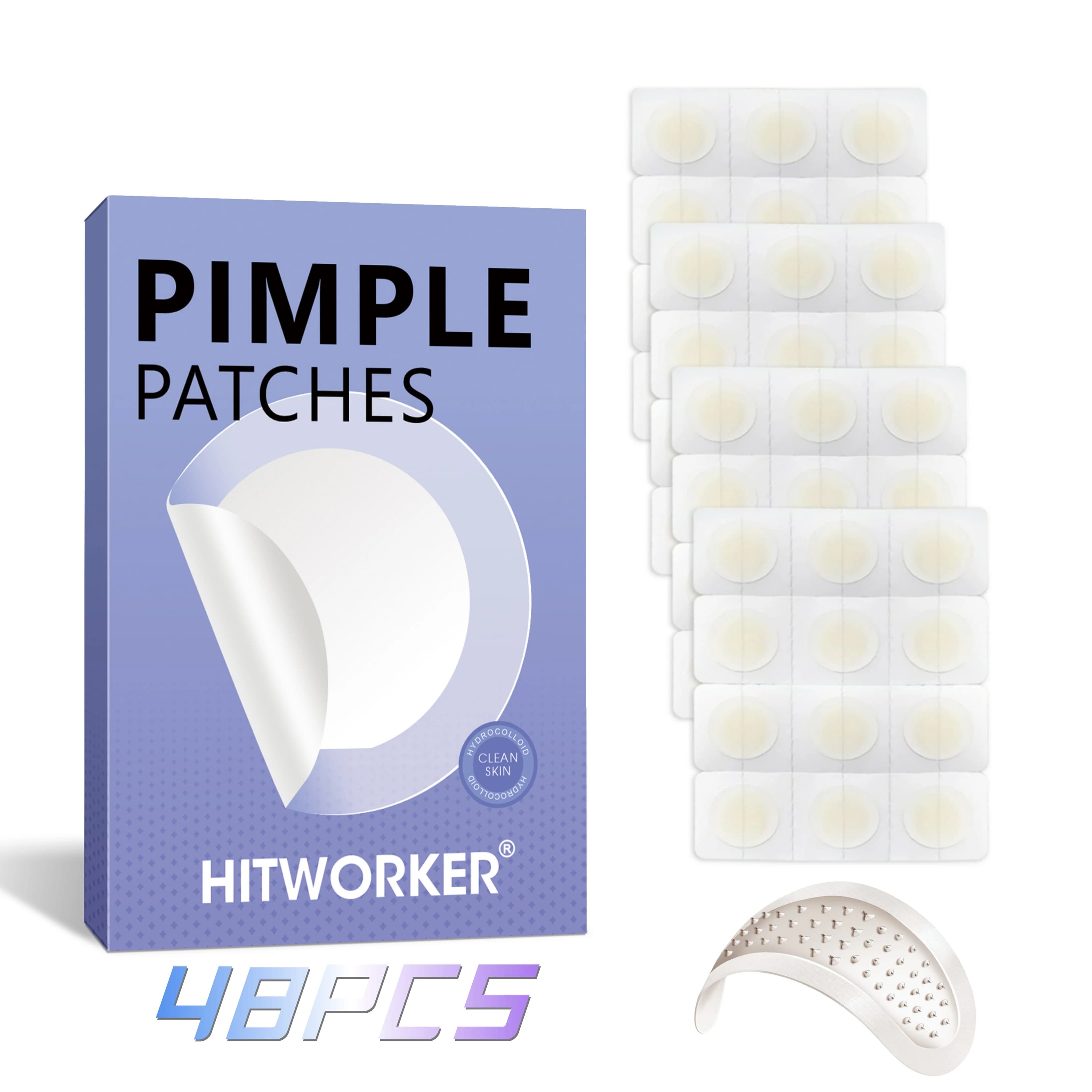 12/48 hydrocolloid individually packaged acne patches | Professional skincare, fast absorption of pus and oil | Invisible and wa