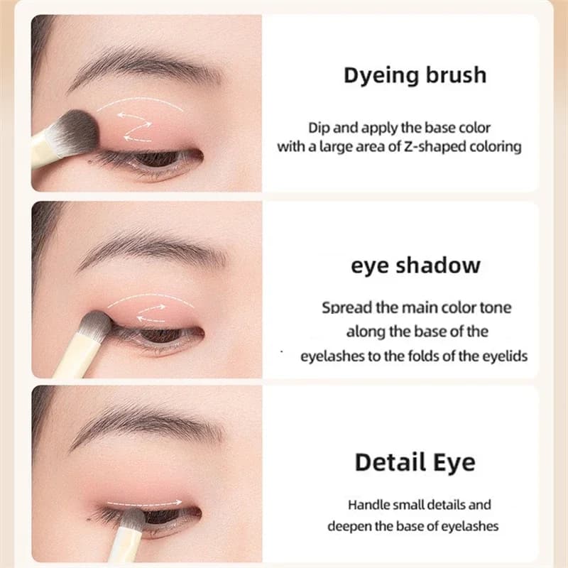 5/6/8/10pcs Natural Eye Makeup Brushes Set Detail Eyeshadow Brush Makeup Brush White Ultra Soft Eyeshadow Eyeliner Makeup Tool