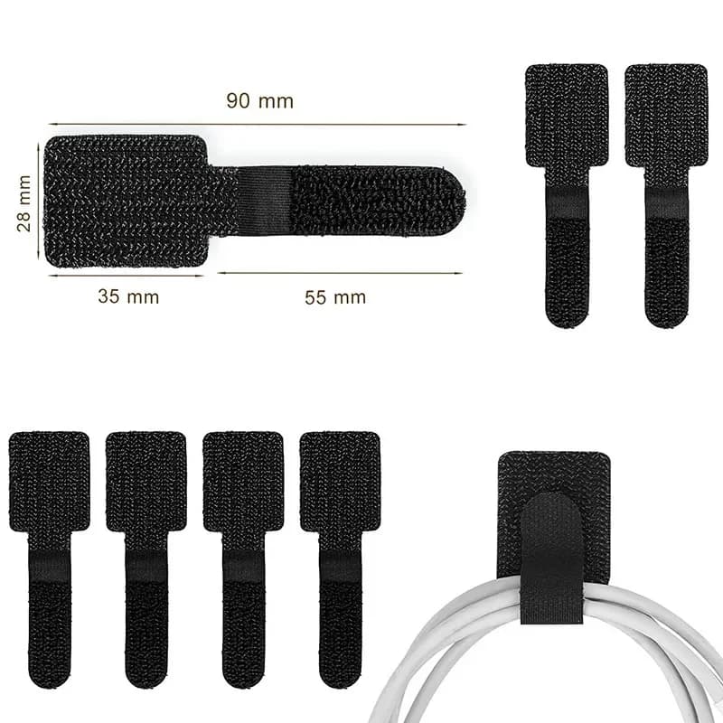 20Pcs Adhesive Cable Management Straps Reusable Self-Adhesive Cable Organizer Ties for Desk Wire Management