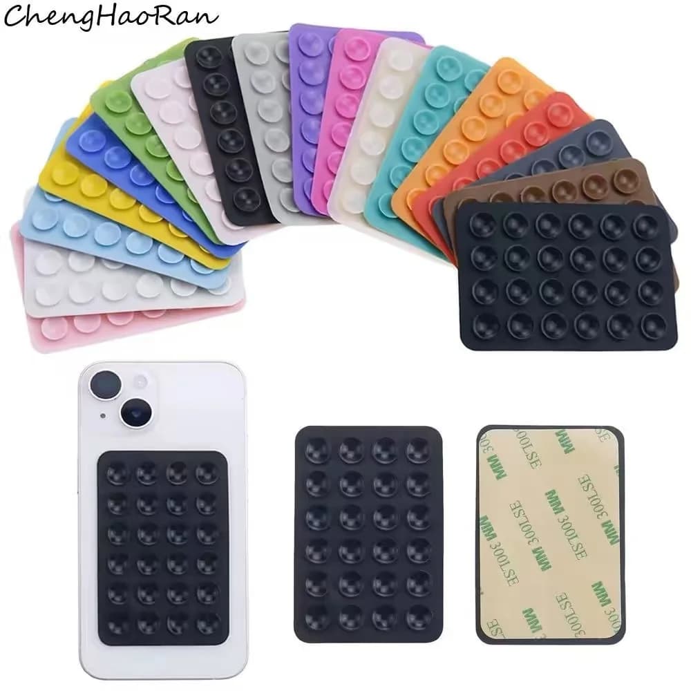 Multi functional silicone suction cup phone holder pad hanging square anti slip single-sided phone case back sticker
