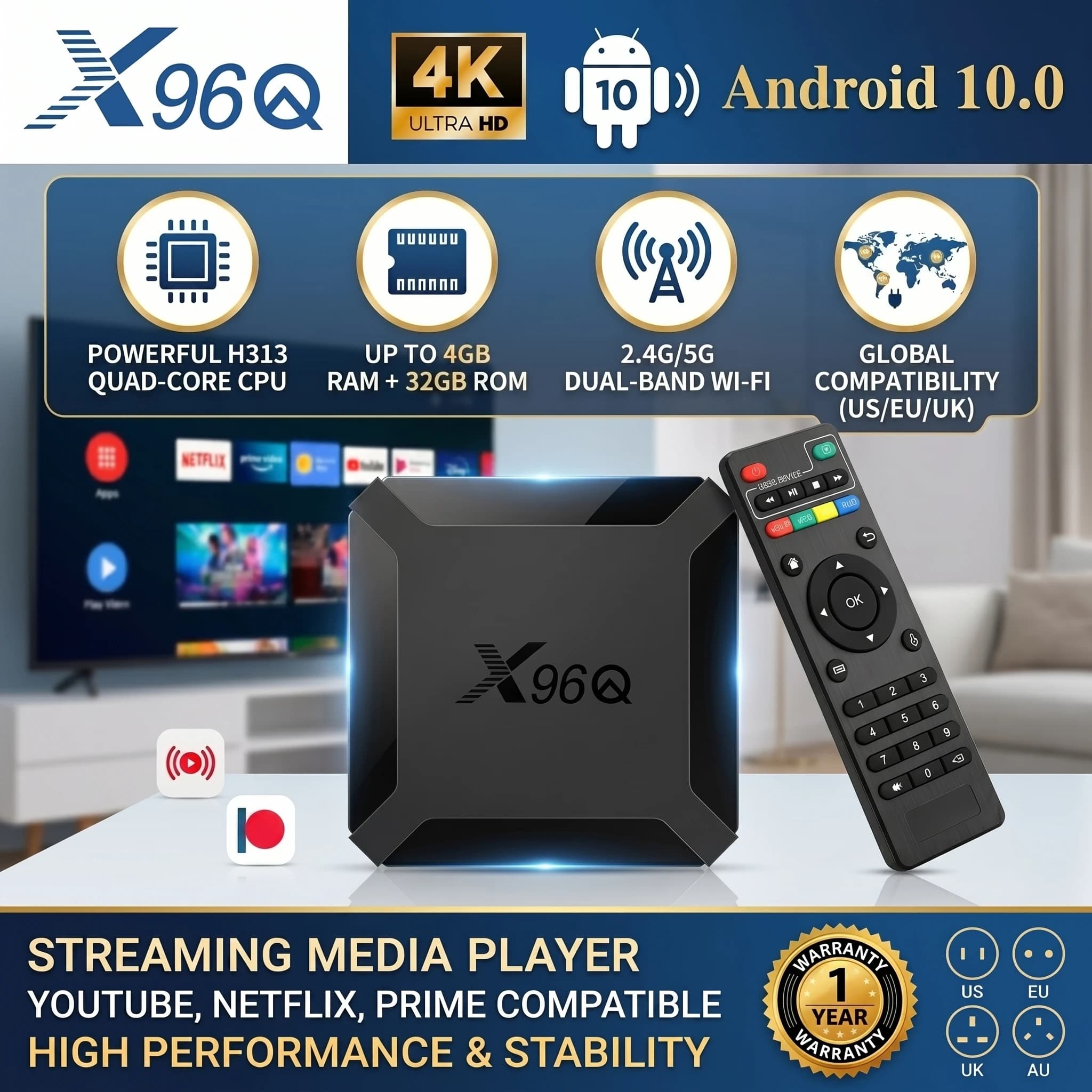 X96Q 4GB 32GB TV Box Android 10.0 4K Allwinner H313 Quad Core 2.4G Wifi Google Player Youtube Media Player Smart Set Top Box