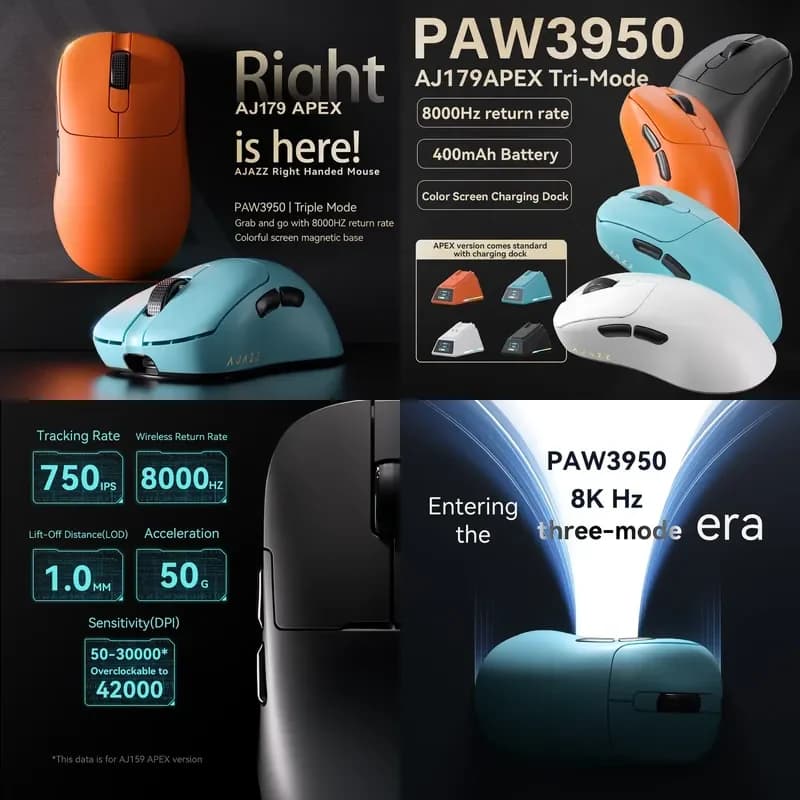 Ajazz AJ179 APEX PAW3950 Ergonomic 2.4G USB Optical Wireless Gaming Mouse Lightweight With Comfortable Design Right-handed