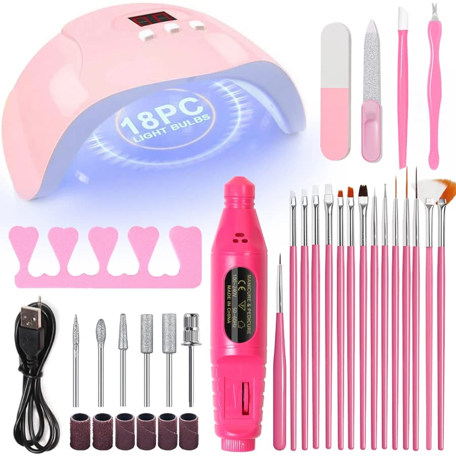Manicure UV LED Lamp Kit Set UV Lamp and 20000RPM Nail Drill Machine Kit and Remove Dead Skin Manicure Tools Set