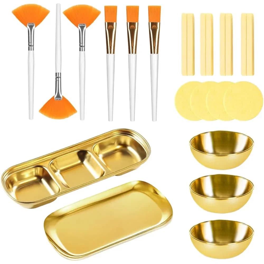 23Pcs Facial Mask Mixing Tool Set Including Mask Brushes Mixing Bowls Compressed Facial Sponges DIY Face Mask Making Accessory
