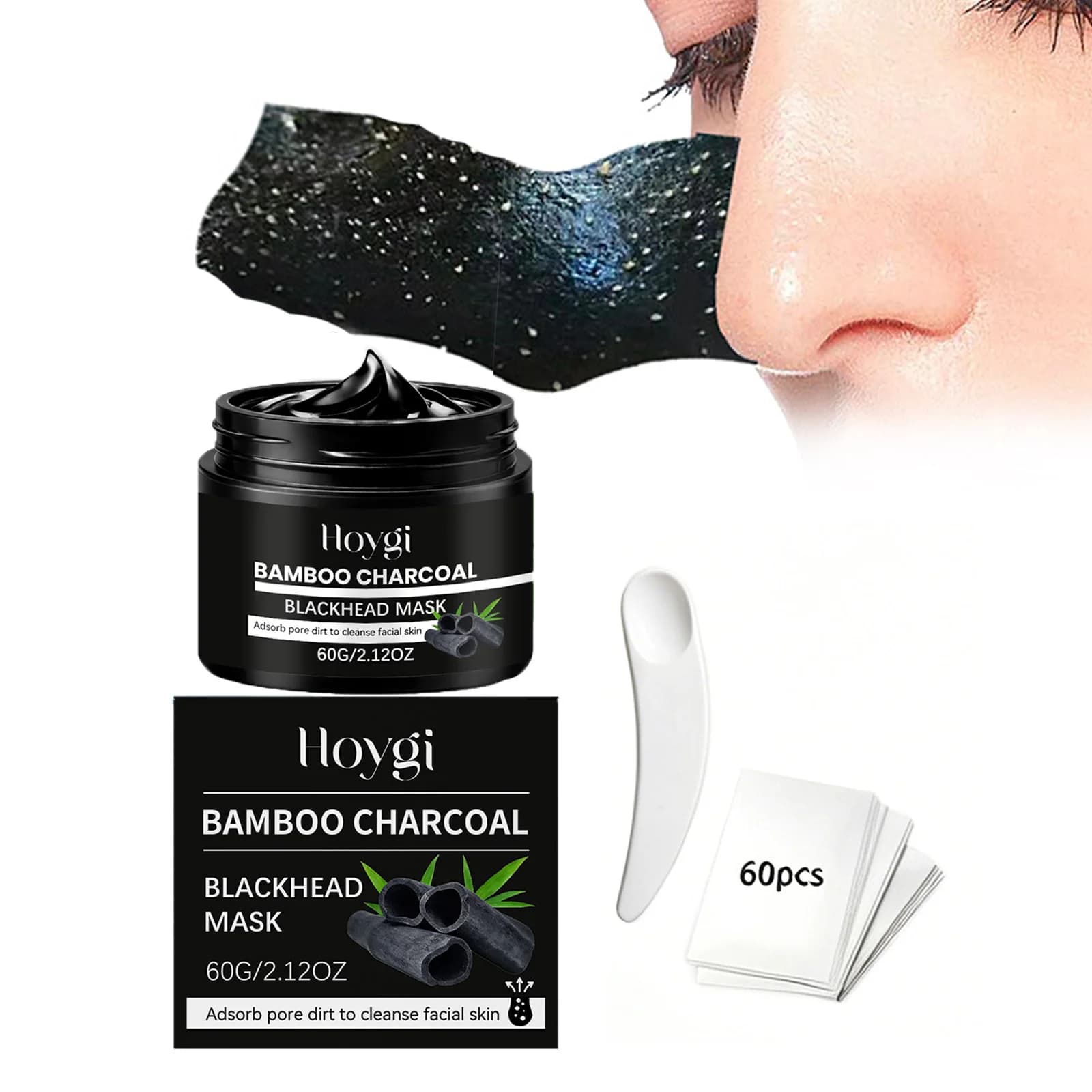Bamboo Charcoal Blackhead Mask Peel Off Pore Cleansing Nose Mask for Deep Dirt Oil Removal Blackhead Cleansing Skincare