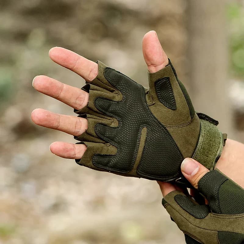 Guantes Tácticos Militares Medio Dedo para Hombre, Antideslizantes para Exterior, Tiro, Caza, Airsoft, Moto y Ciclismo