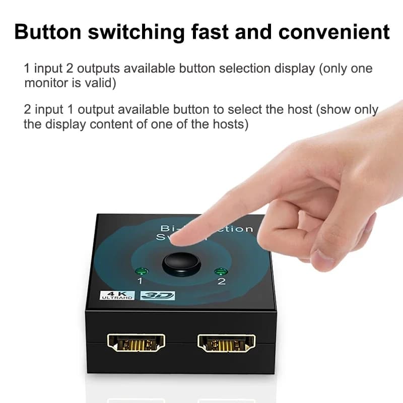 Bi Direction Switch HDTV 2.0 4K 30/60HZ HDTV Splitter Switcher 1x2 2x1 New Dual 2 Ports Adapter Converter Supports Ultra HD 4K