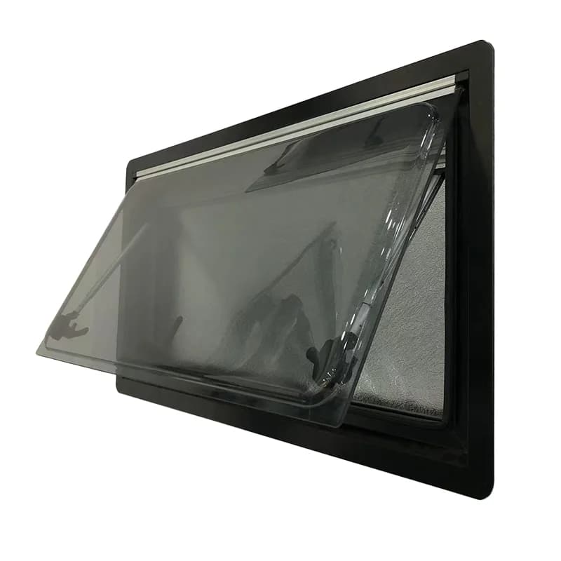 MAYGOOD Hot Selling Right Angle Hinged Window RV Motorhome Caravan Tinted Acrylic Windows with Fly Net Curtain