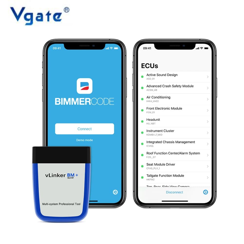 Vgate vLinker BM+ ELM327 BimmerCode BimmerLink Auto Code Reader Diagnostic Tool Car Scanner ELM327 OBD2 Bluetooth 4.0