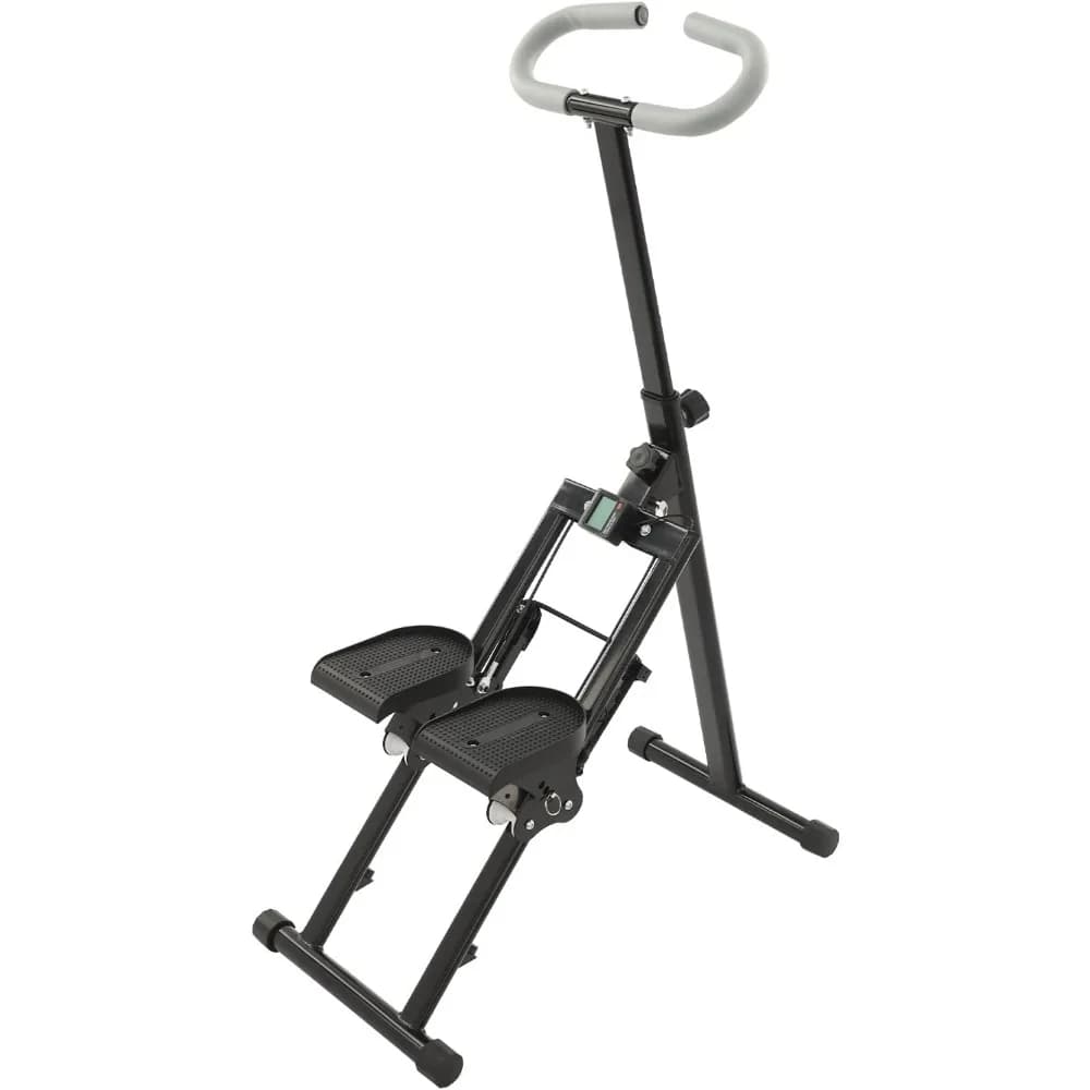 Foldable Cardio Climber Machine with Digital Monitor and Adjustable Stair Stepper for Home Gym