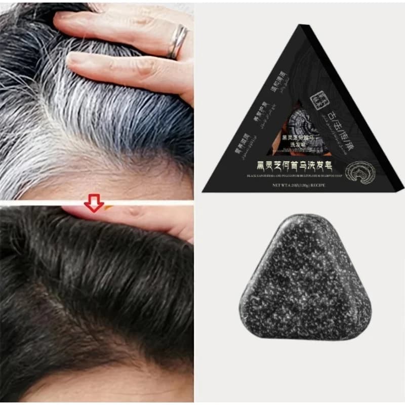 Natural Black Hair Shampoo Soap Handmade Bar With Ganoderma Polygonum Multiflorum Nourishing Shiny Hair Herbal Hair Growth Soap