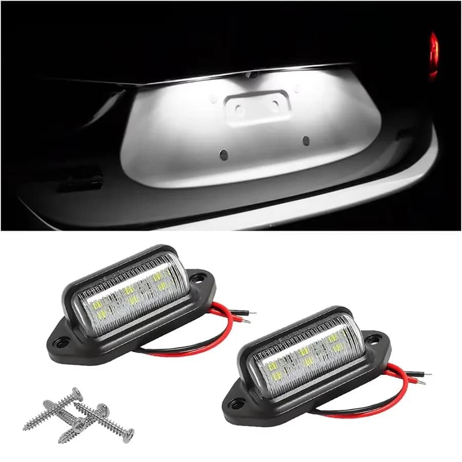2PCS 6 LED Car License Number Plate Light For SUV Truck Trailer Van Tag Step Lamp White Bulbs Car Products License Plate Lights