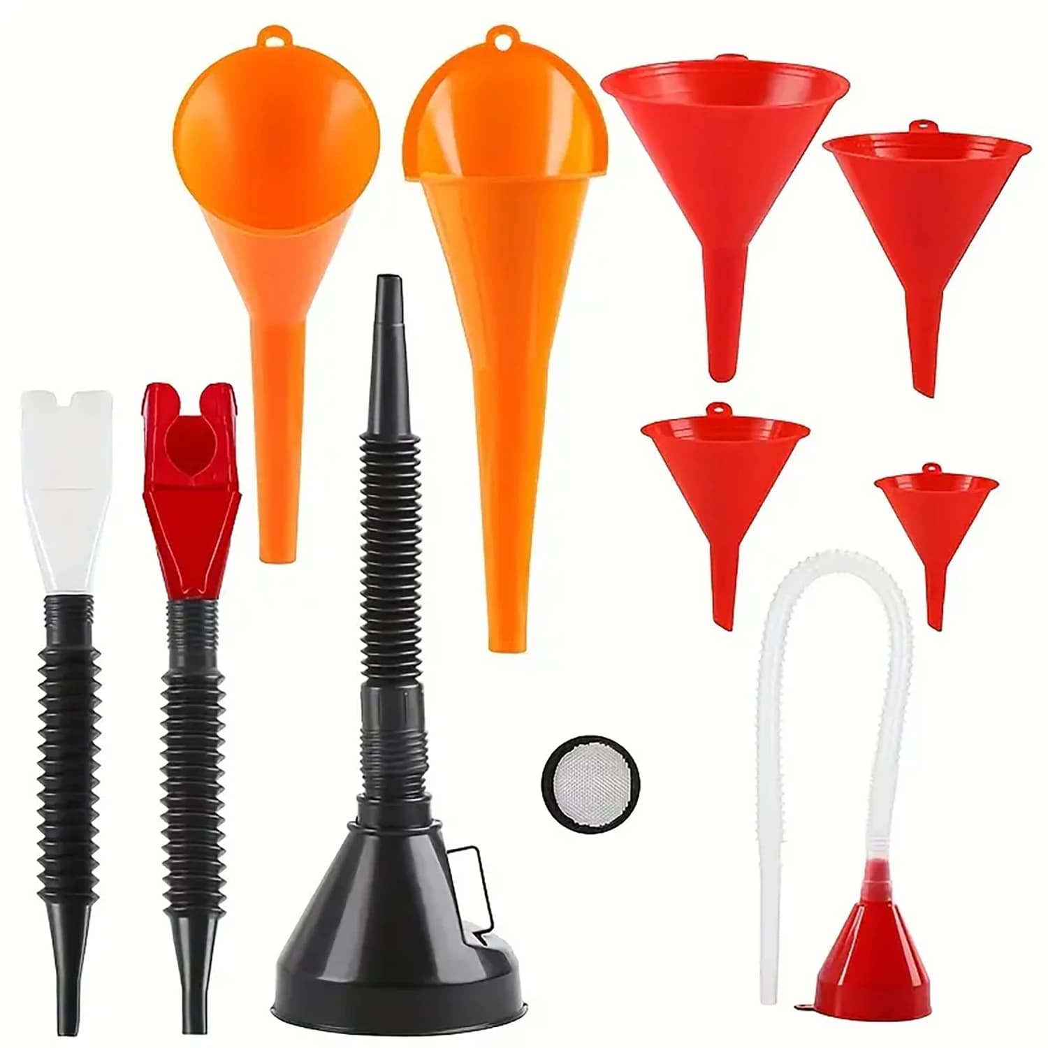 Automotive Plastic Funnel Set Wide Mouth Fuel and Oil Multi-use Flexible Right Angle Funnels for Water Coolant and Engine Oil