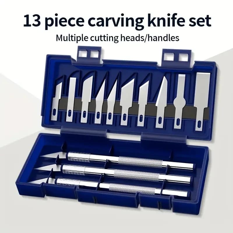13pcs Metal Carving Knife Pen Set Art Seal Cutting Manual Tool Kit Non-Slip DIY Precision Repair Gadget for Paper Cuttings