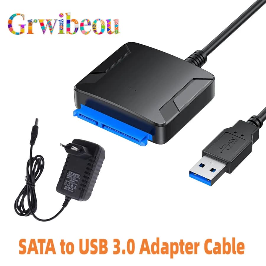 USB 3.0 Adapter Cable for 2.5" 3.5" HDD SSD Hard Drive 5Gbps External Converter with 12V Power Adapter USB 3.0 to SATA Converter