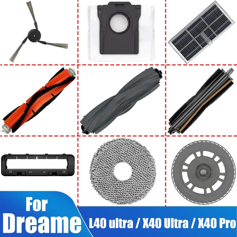 For Dreame L40 ultra / X40 Ultra Robot Vacuum Accessories, Dust Bags Mop Main Side Brushes Cloths HEPA Filters Spare Parts