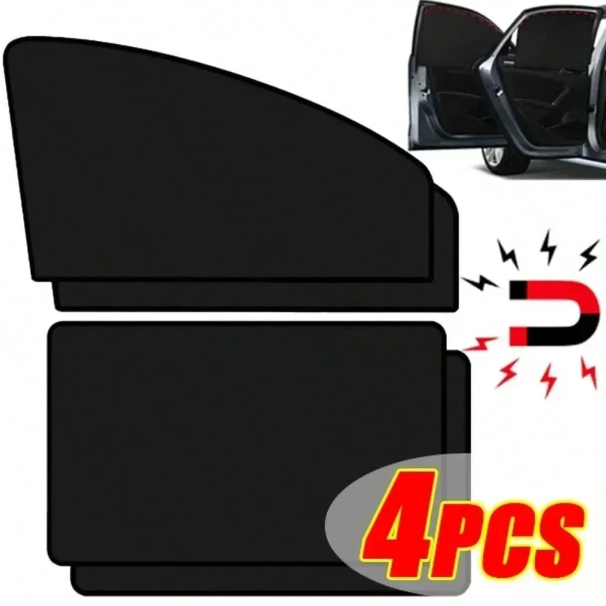 4Pcs Magnetic Car Side Window Sun Shades Curtain UV Protection Privacy Mesh Covers for Most Cars SUVs Trucks Camping