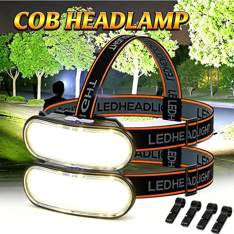 Powerful COB LED Headlamp Type-c Rechargeable Portable Head Flashlight Built-in Battery Outdoor Fishing Lantern Waterproof Torch