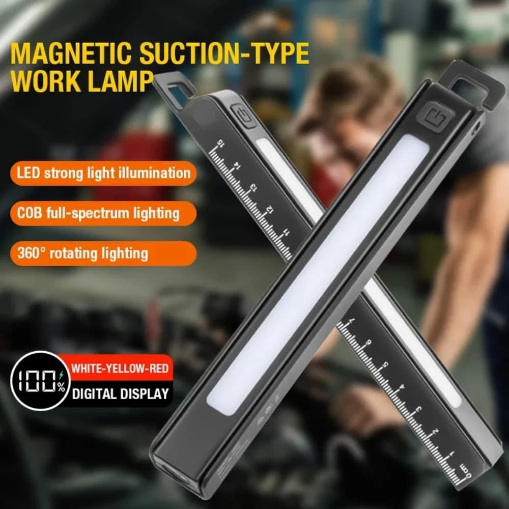 Magnetic 180° Folding Work Light LED Maintenance Light Rechargeable Ruler Pen Lamp Outdoor Multi-functional Car Repair Light