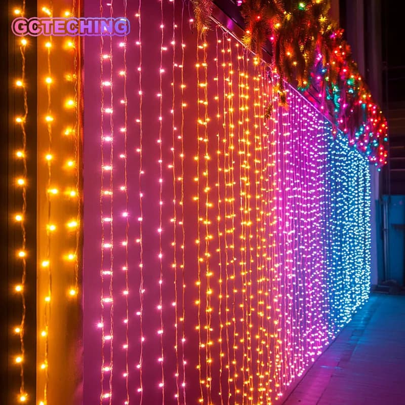 Christmas Home Decoration USB 8 Modes Fairy Garland Lights LED Curtain String Lights with Remote Control for Bedroom Wedding