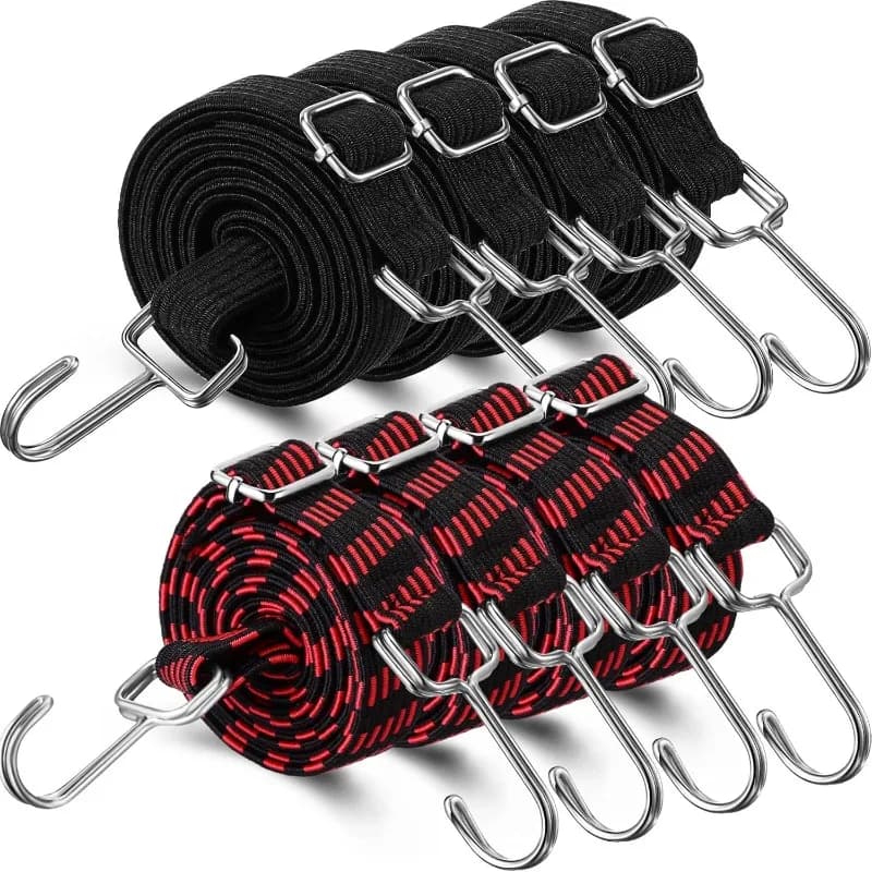 1-2 Meters Adjustable Rubber Rope Belt Hook, Heavy-duty Elastic Long Bungee Jumping Belt, Anti-rust Metal Buckle Luggage Rope