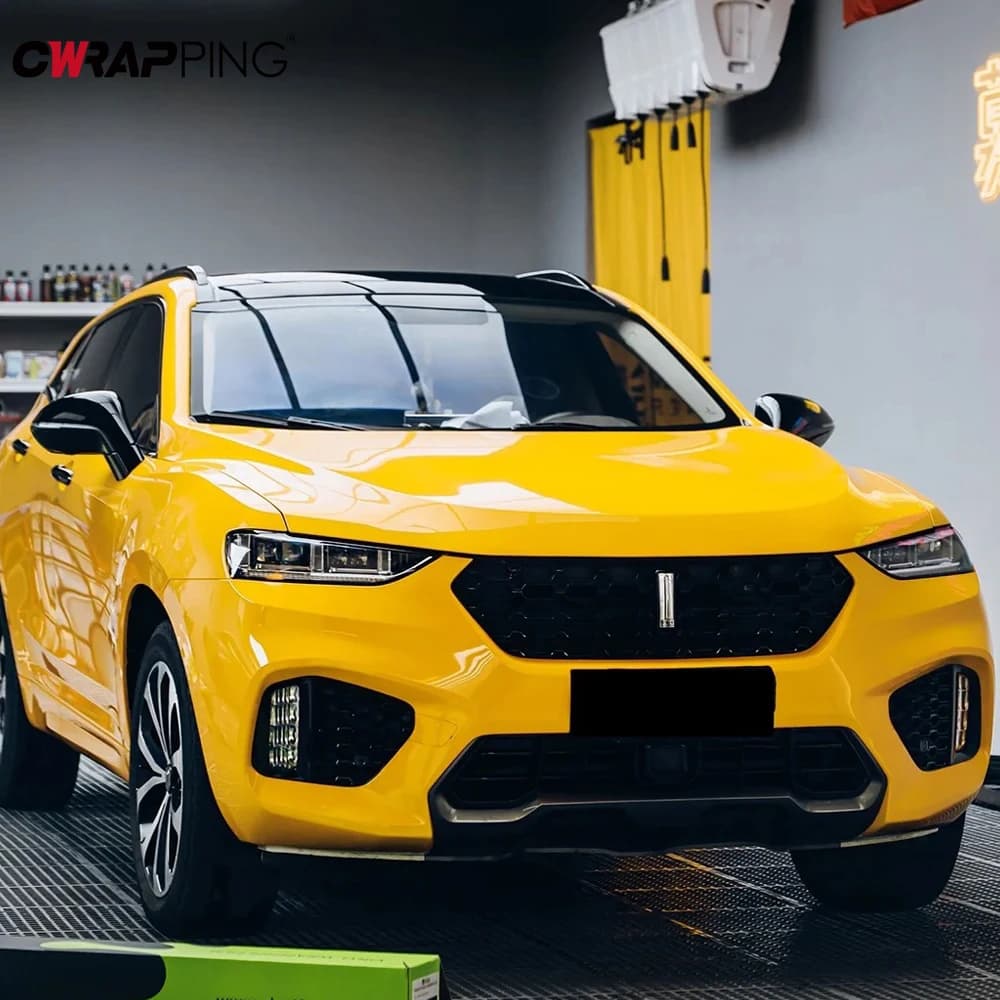Glossy Yellow Car Stickers Vinyl Wrap Waterproof Vinyl Auto Tuning Film Air Release Decoration Covering Film for Car Accessories