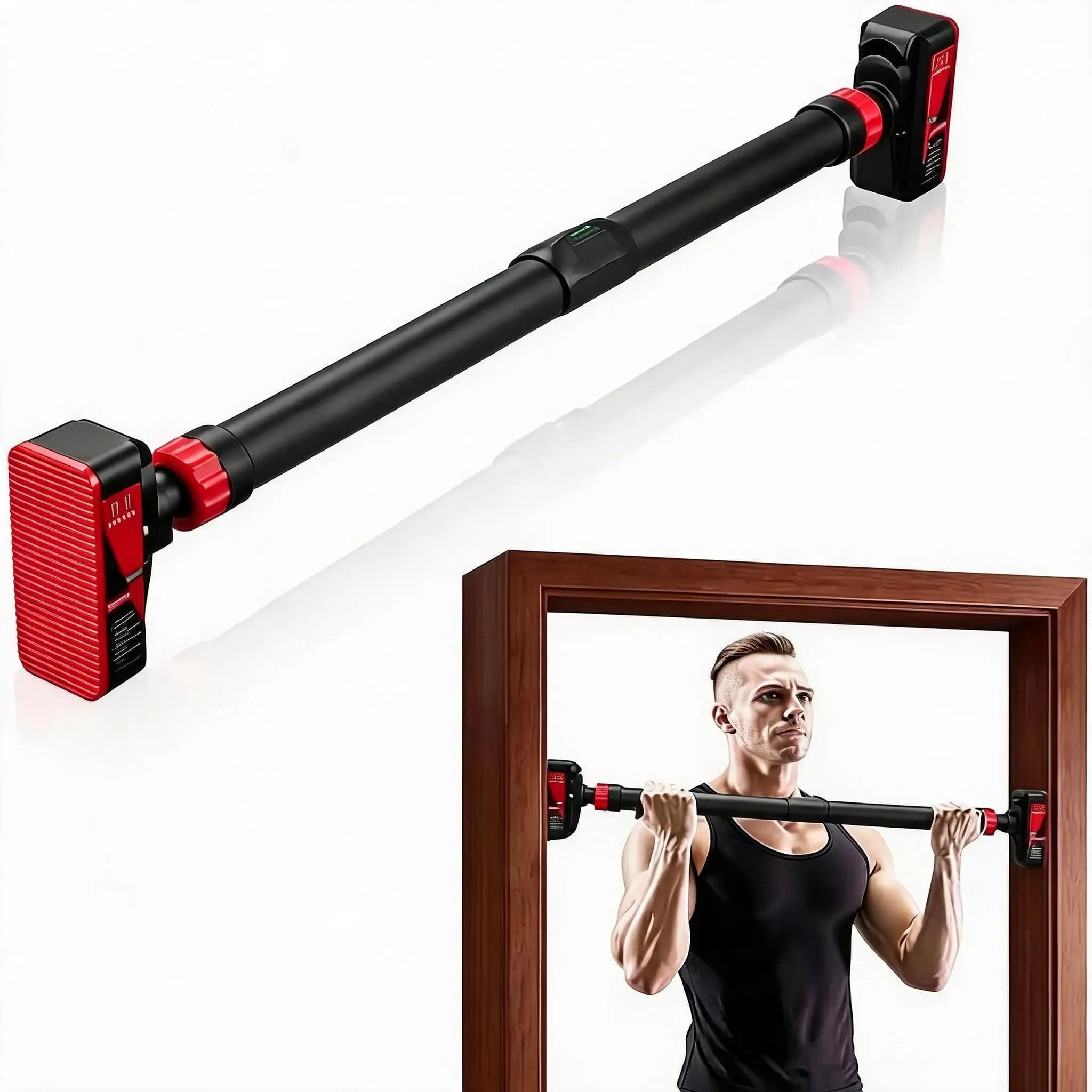 Pull Up Bar for Doorway, Strength Pull-Up Bars, Adjustable Width Chin-Up Bar for Home Gym, No-Screw, No Installation Required, with Level Meter, Max Load 440 Lbs,Upper Body Strength Training