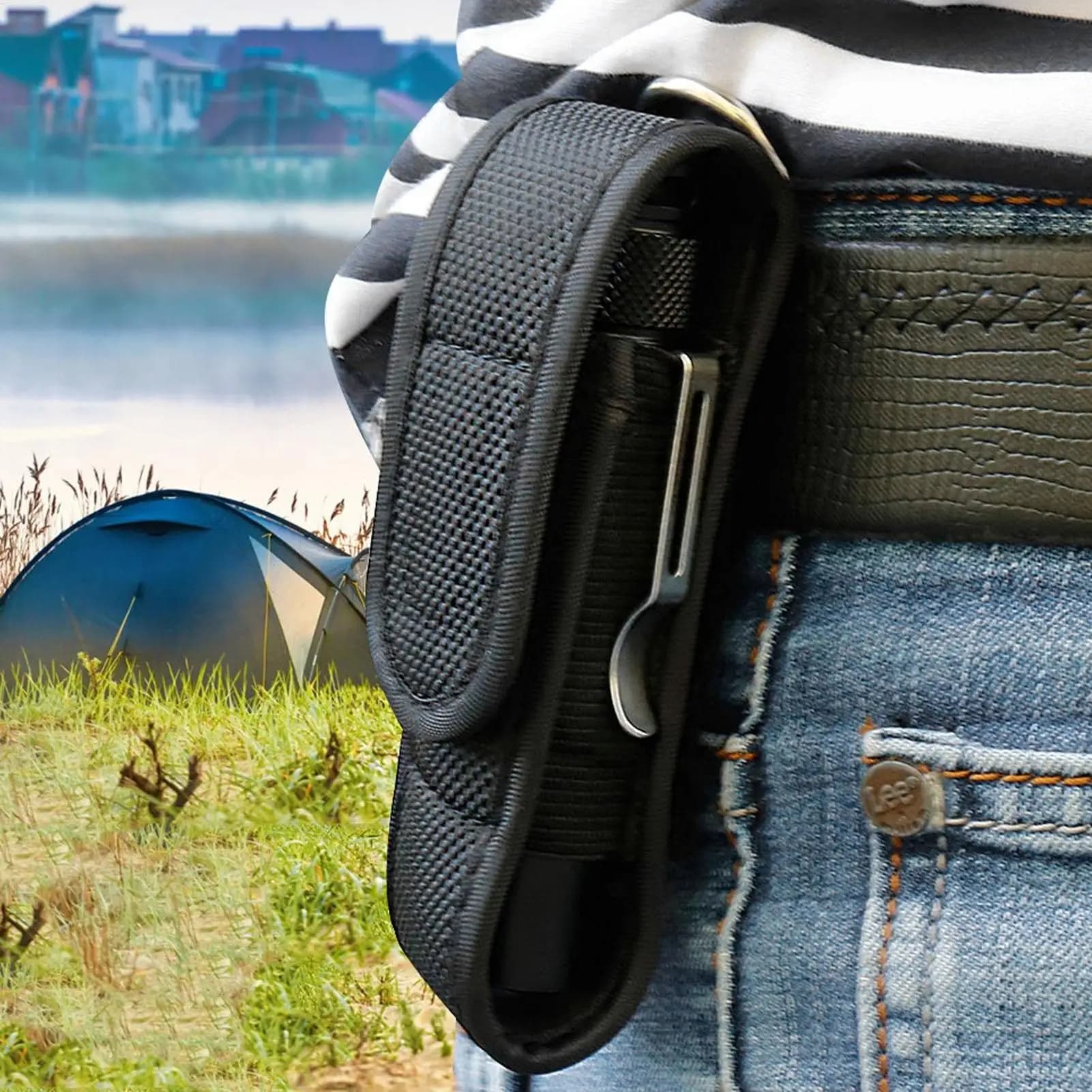 LED Flashlight Protective Case Outdoor Waist Flashlight Leather Cases Cycling Flashlight Storage Bag  for Outdoor Hiking Hunting