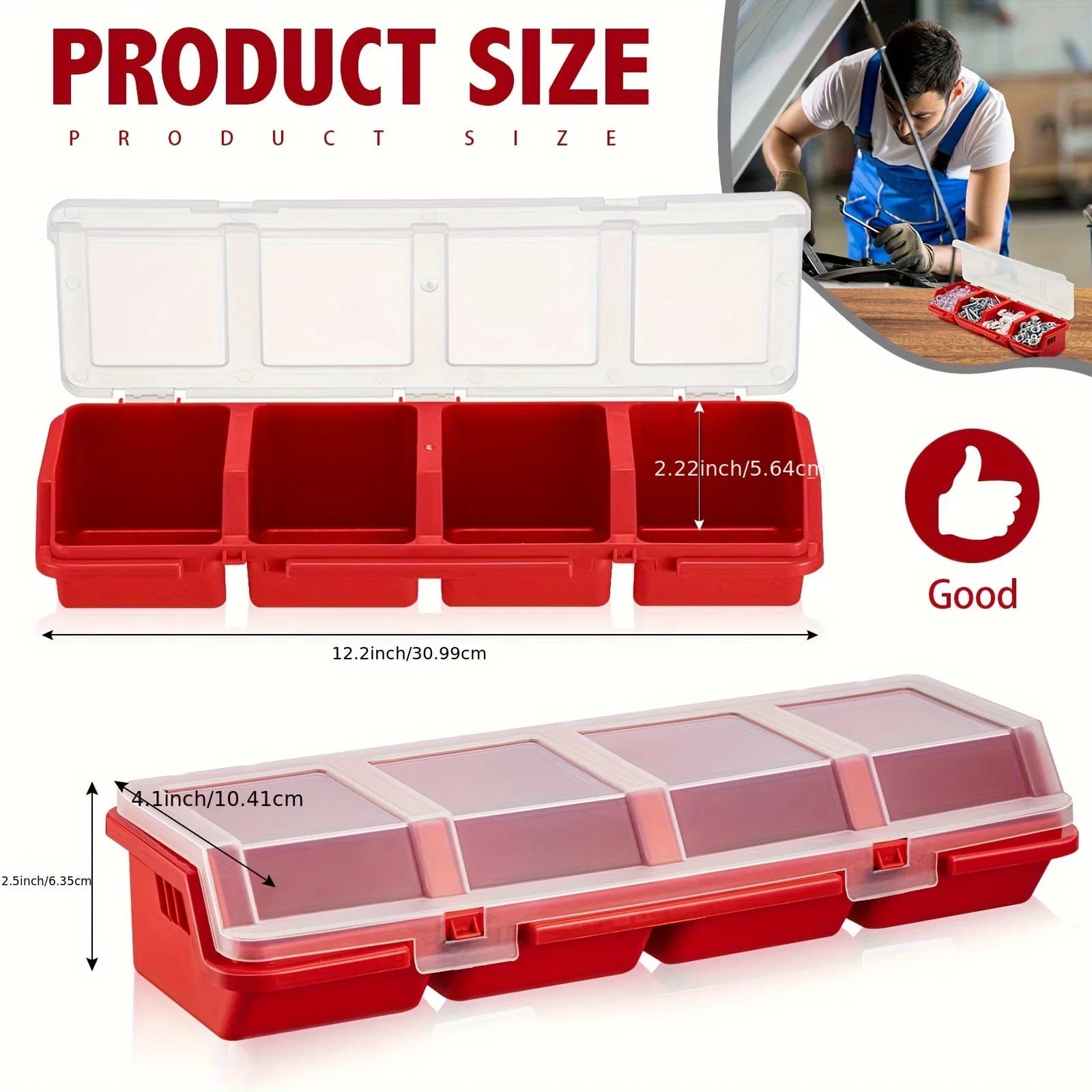 Multi-Compartment Organizer Box For Screws & Small Parts - Durable Plastic Hardware And Jewelry Storage Case