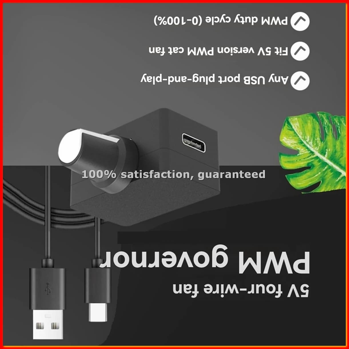 PWM Speed Controller 5V 4Pin PWM Fan Governor PWM Governor USB TYPE-C Power Supply DIY Cooler with 1 to 2 Adapter Cable-ABLM