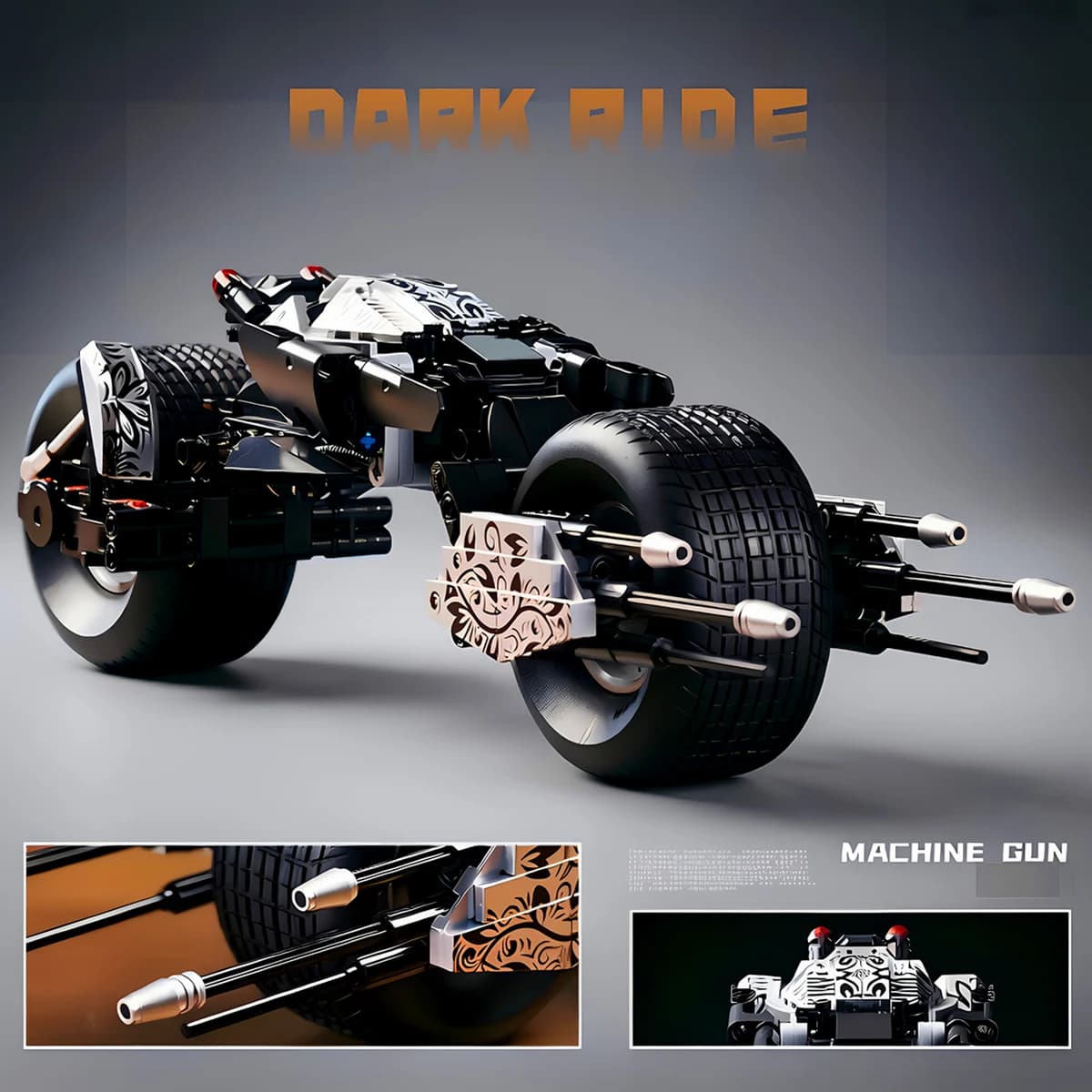 Creative MOC Bat Motorcycle Home Decor Model Building Blocks Superheroes Dark Knight Vehicle Birthday Gifts Bricks Assembly Toys