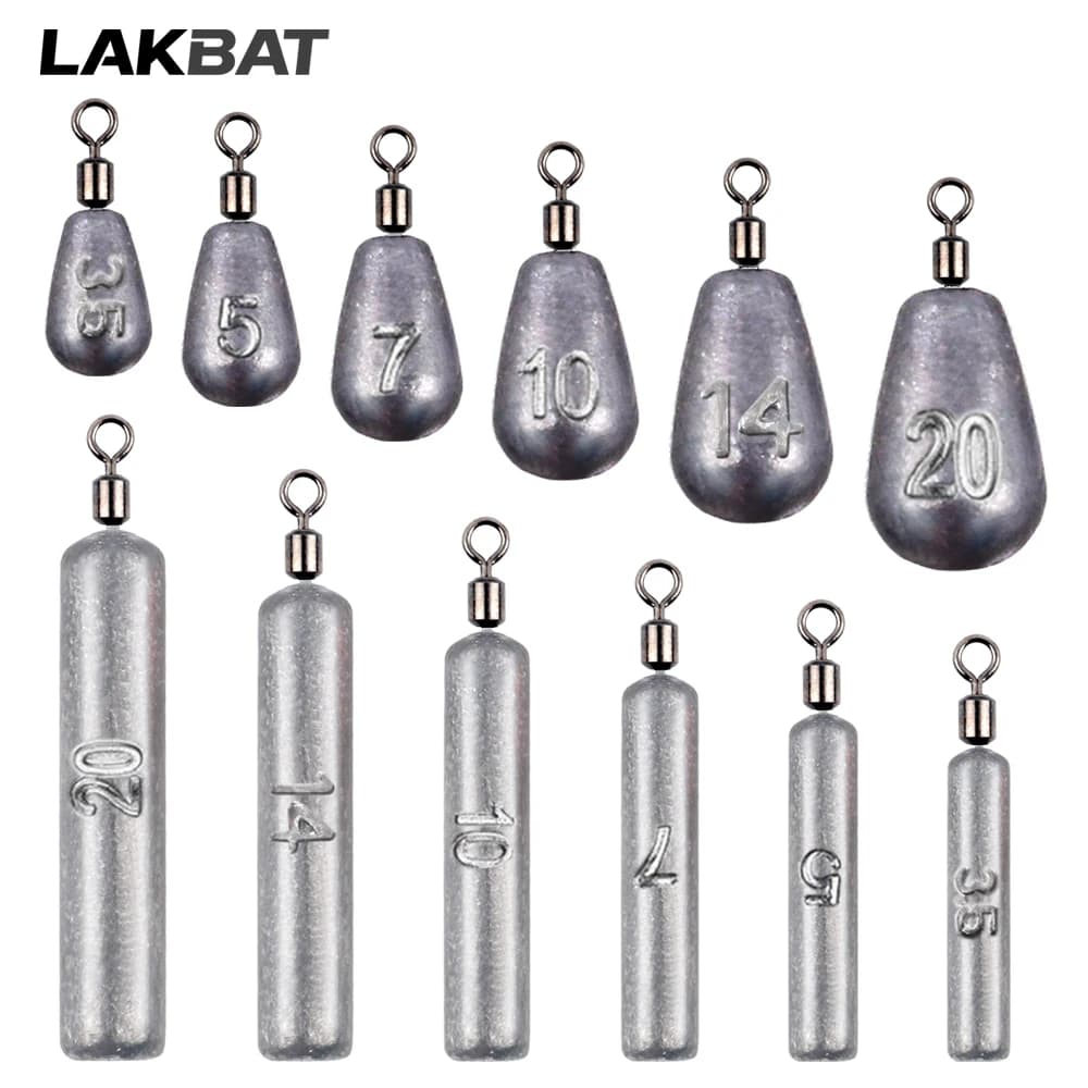 Fishing Weight 10PCS 3.5g 5g 7g 10g 14g 20g Tube Bullet Quick Rod Jig Head Casting Metal Tackle Kit Pesca Tool Plumb Pendant