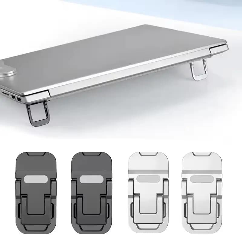 2PCS Mini Foldable Laptop Stand Portable Computer Keyboard Riser with 2 Adjustable Angles Self-Adhesive Invisible Notebook Stand