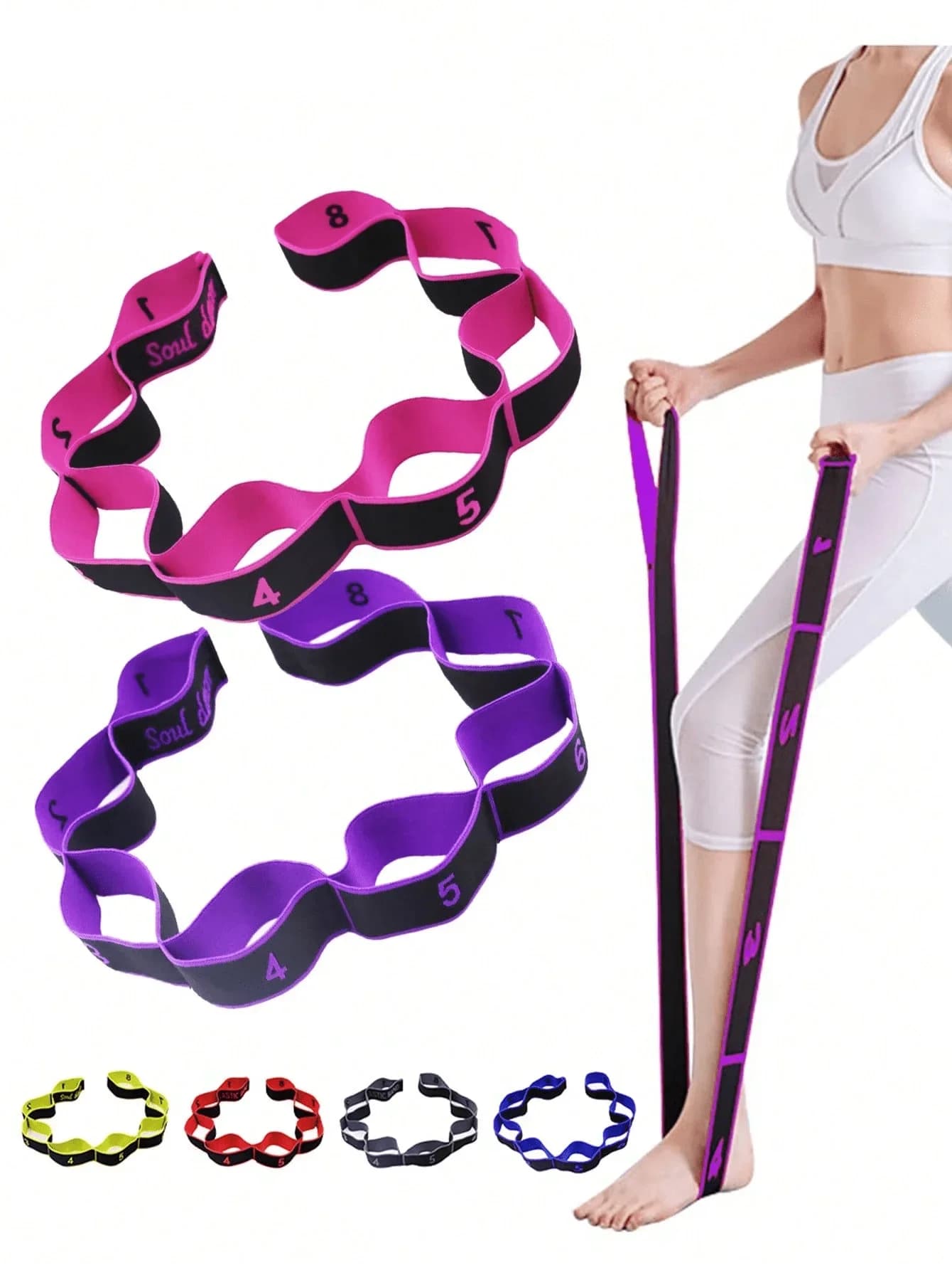 1pc Yoga Elastic Band, Professional Gymnastics Stretch Resistance Band, Fitness Resistance Band, Suitable For Yoga Stretching Strap, Ballet, 8-Shape Dance Elastic Band, Digital Extension Band, Pilates, Gymnastics And Dance Elastic Band