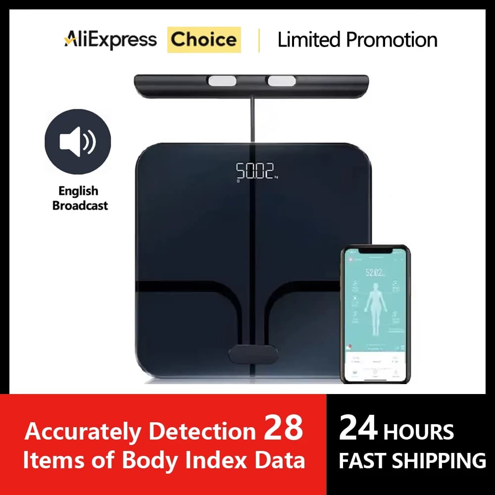 Voice Broadcast Scale Smart Body Weight Scale Body Fat Scale 8 Electrodes Bioimpedance Scale Professional Body Composition Scale