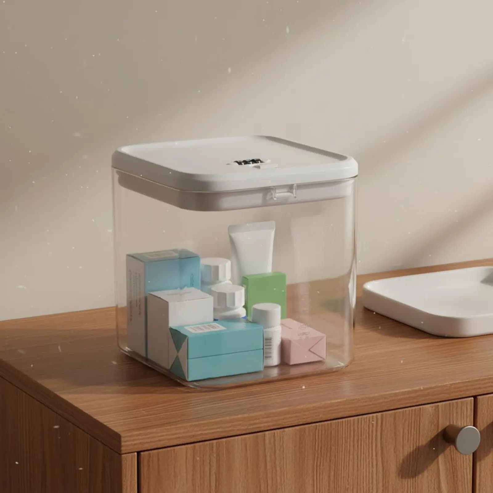 Clear Lockable Box Versatile Lockable Storage Box Food Storage Safe Transparent Resettable Code for Parents, Kitchen, Office