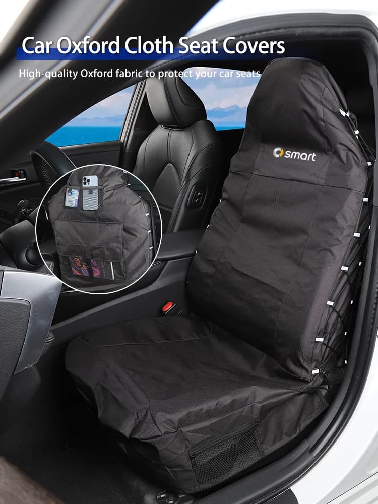 Car seat cover with strap and storage bag style For Smart Fortwo 451 450 453 Forfour EQ Cabrio Crossblade ROADSTER Coupe.
