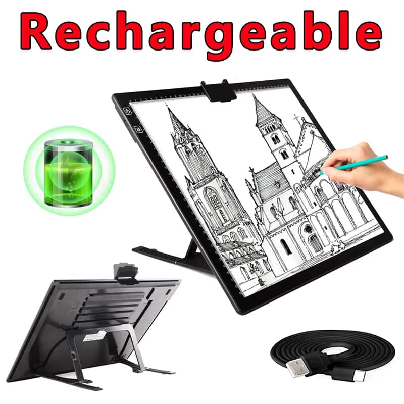 A3/A4 Light Pad Wireless Battery Powered Light Box Artcraft Tracing Pad Rechargeable Light Board for Artists Drawing X-ray